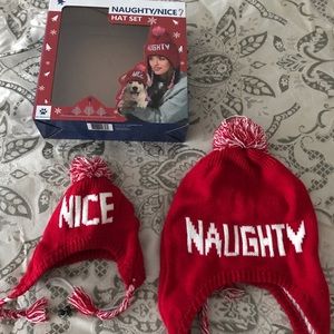 Dog & Owner Naughty/Nice hat set- beanie